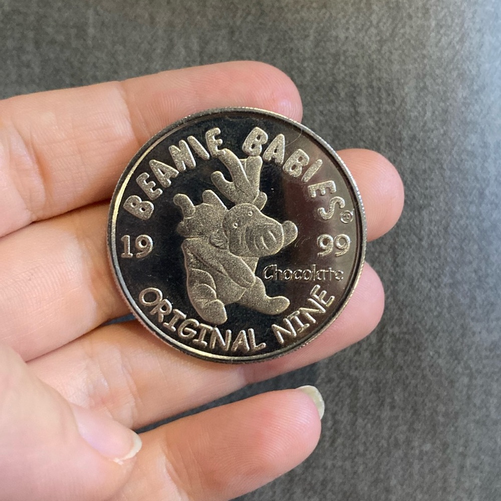 Beanie babies official club silver plated coin “original nine” “chocolate” 1999